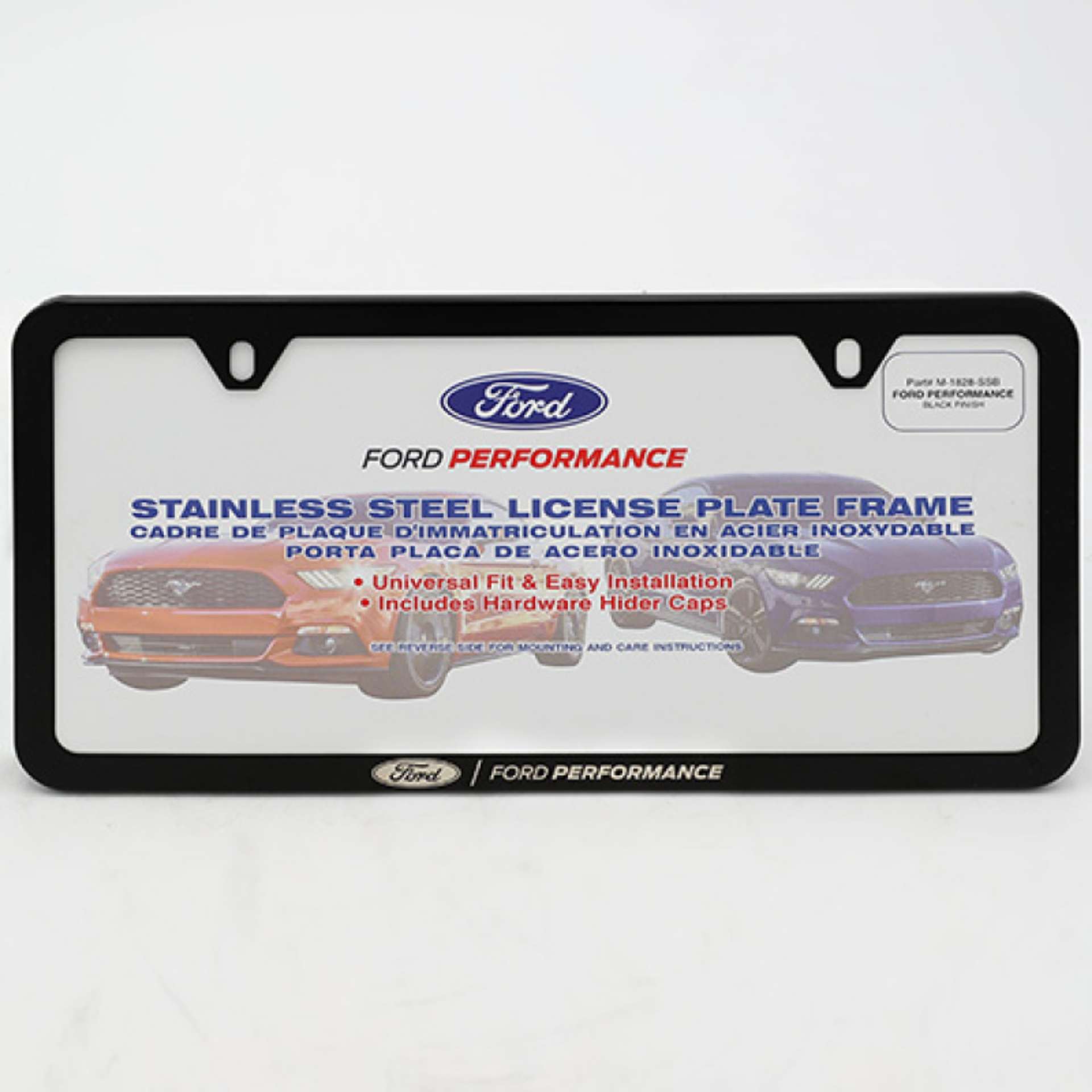 Picture of Ford Racing Ford Performance Slim License Plate Frame - Black Stainless Steel