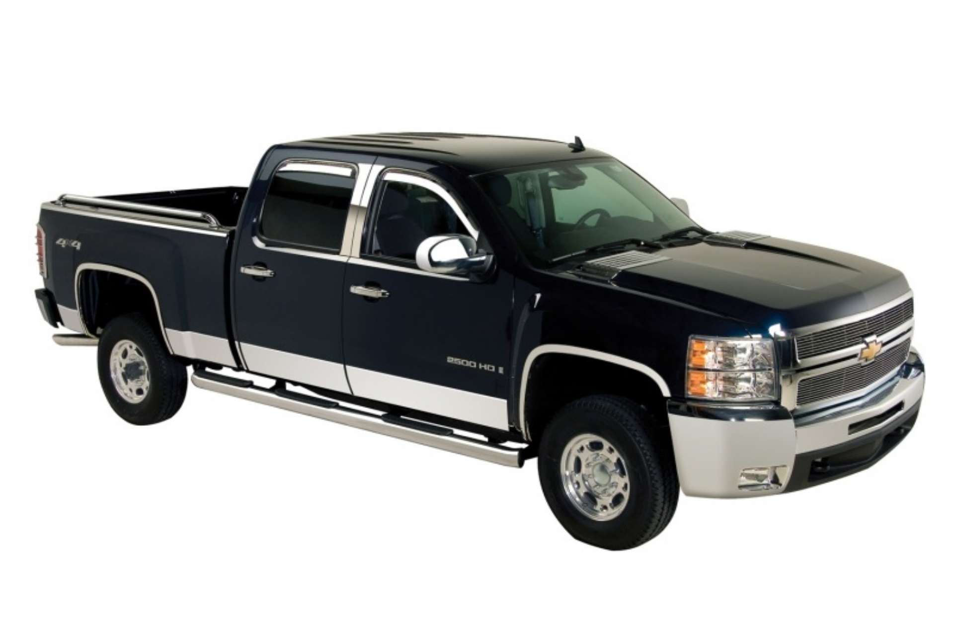 Picture of Putco 15-19 Chevy Silverado HD - Crew Cab Dually - 8pcs Stainless Steel Rocker Panels