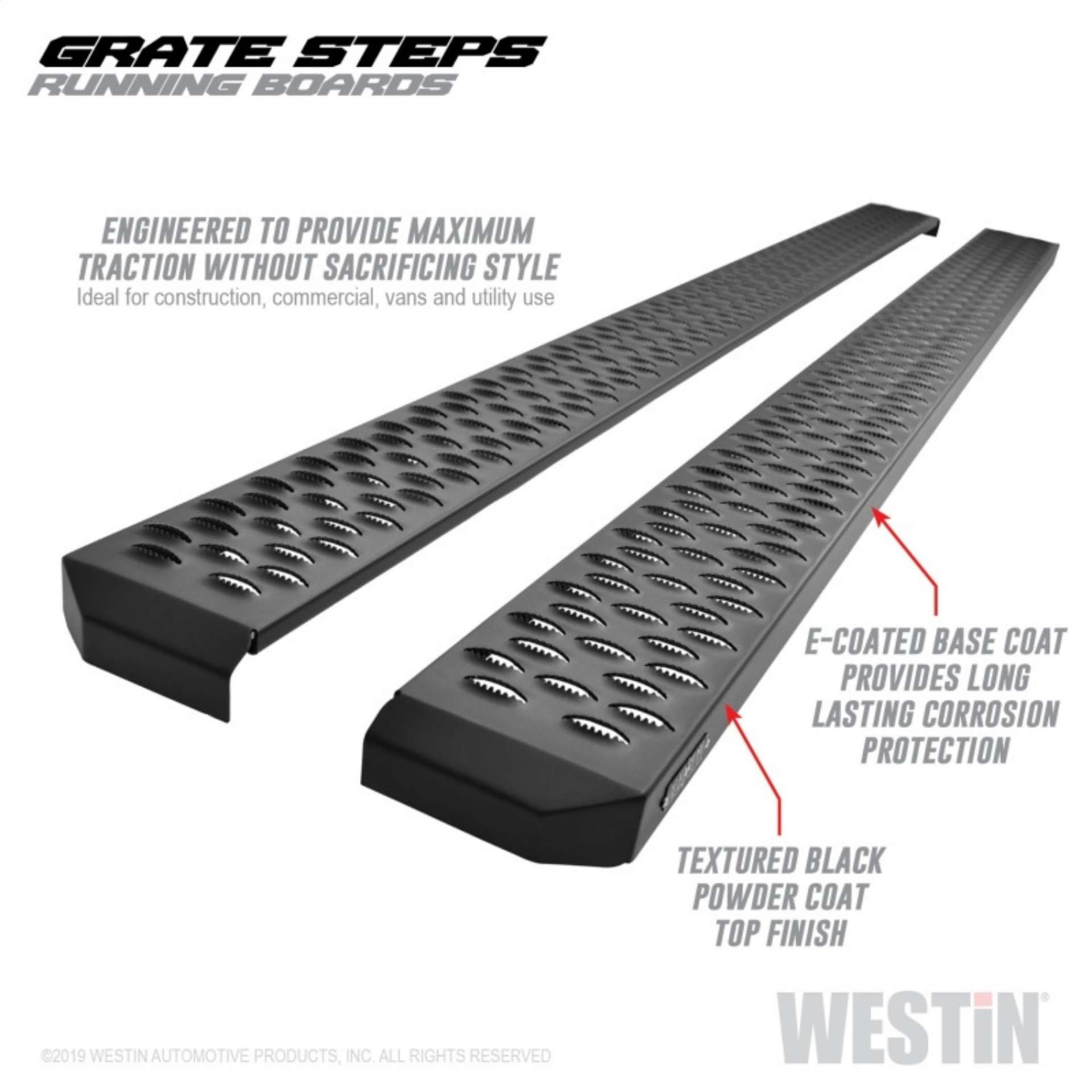 Picture of Westin Grate Steps Running Boards 90 in - Textured Black