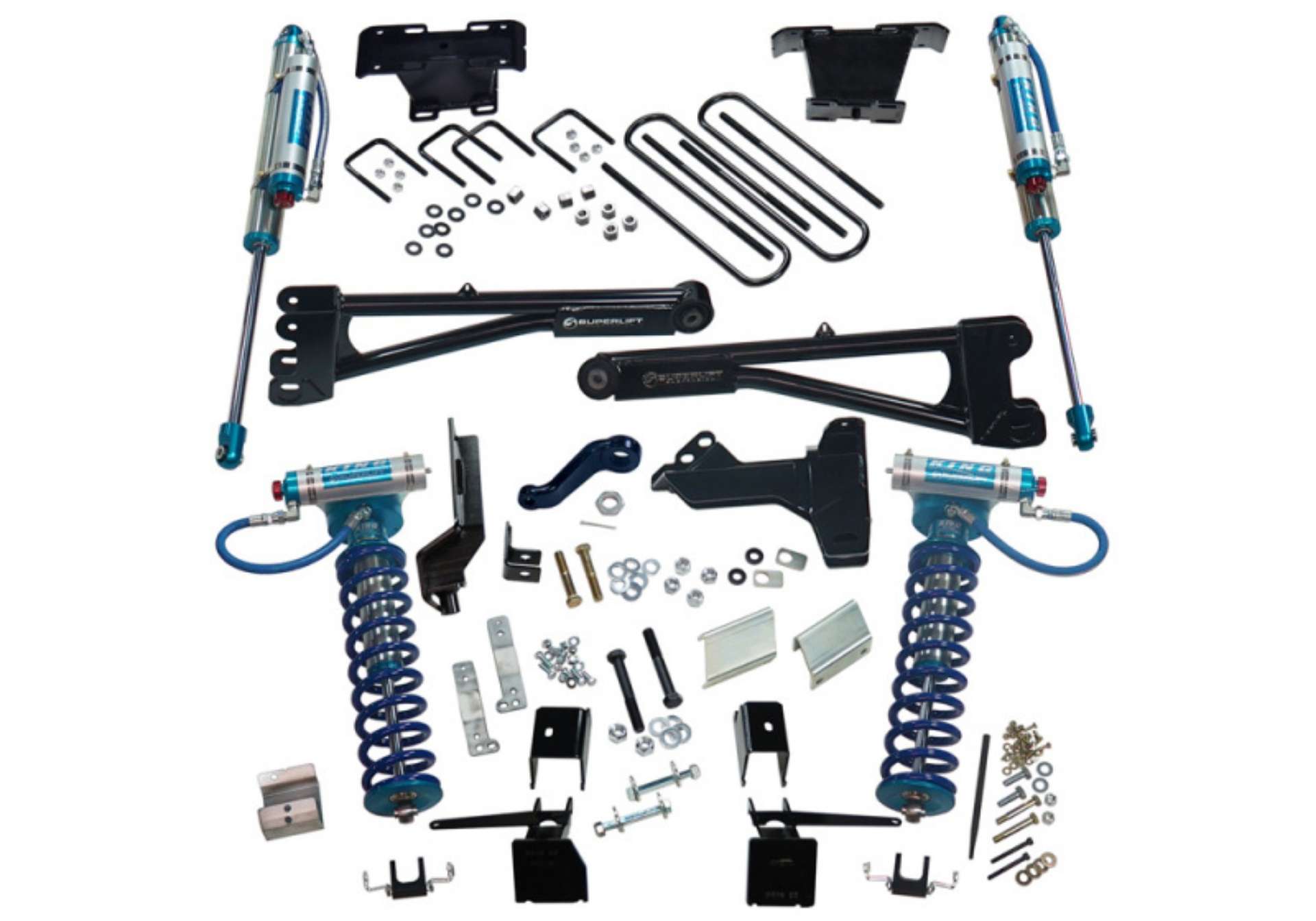 Picture of Superlift 17-19 Ford F-250 SD 4WD Diesel 6in Radius Arm Lift Kit King Fr Coils-RR Reservoir Shocks