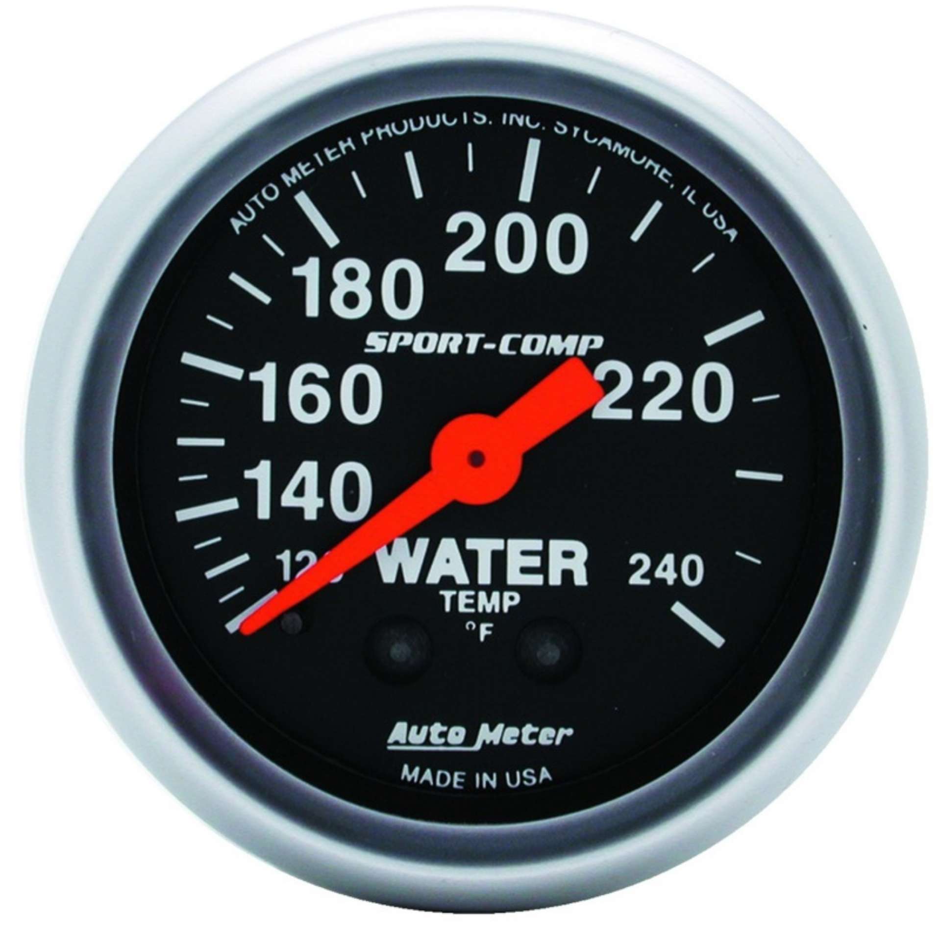 Picture of Autometer 2-1-16in 120-240 Degree F Mechanical Water Temp Sport-Comp Gauge w- 12ft Tubing