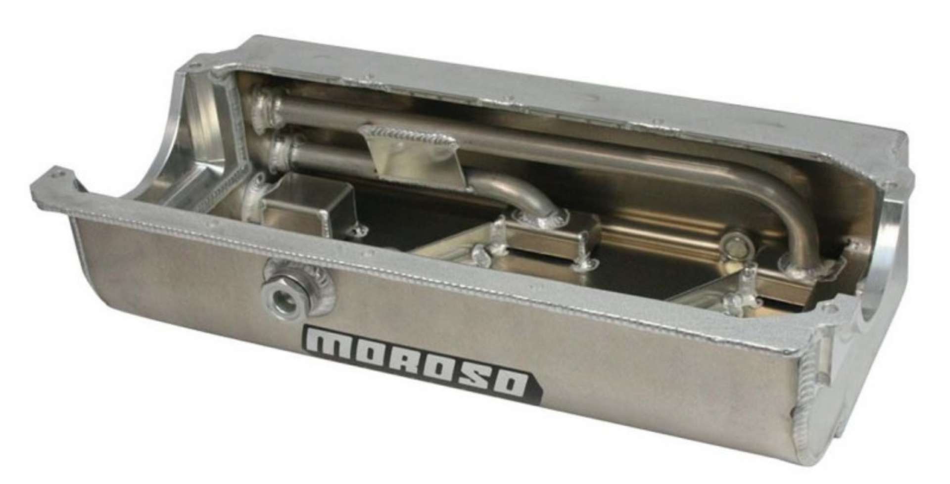 Picture of Moroso Dart-Brodix Small Block w-Three Pick Ups Sprint Car Dry Sump 6-5in Aluminum Oil Pan