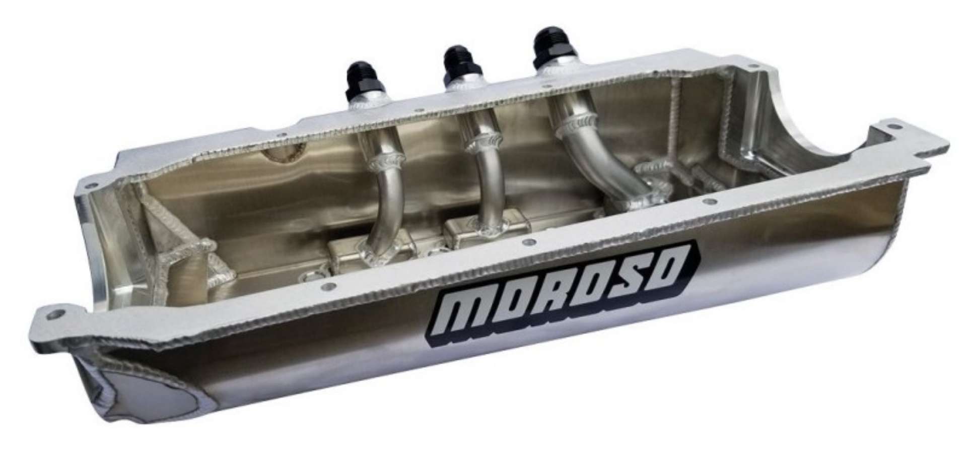 Picture of Moroso Dart-Rocket Spread Rail Dirt Late Model w-Three Pick Ups Dry Sump 6-5in Aluminum Oil Pan