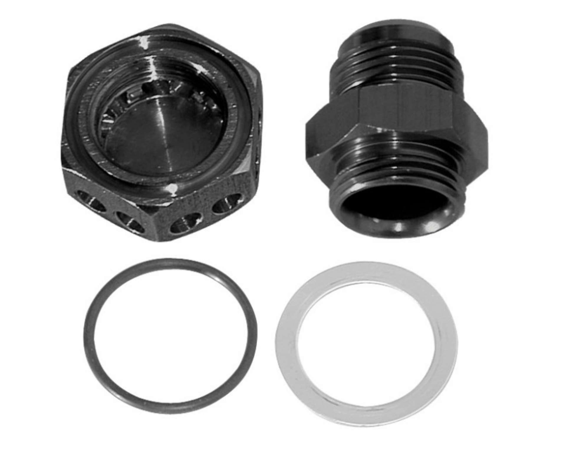 Picture of Moroso Positive Seal Fitting -12An - Black Anodized Aluminum - Single