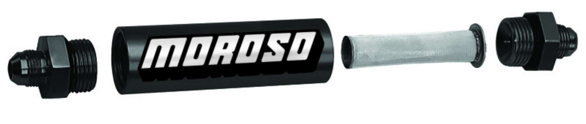 Picture of Moroso In-Line Fuel Filter - 5-1-8in - 3-8in NPT - 40 Micron SS Filter - Aluminum