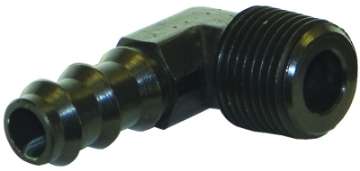 Picture of Moroso Air-Oil Separator Fuel Line Fitting - 3-8in to 3-8in Hose - 90 Degree - Black - Single