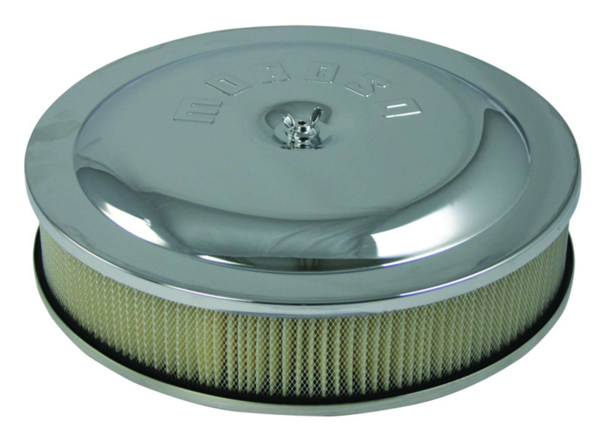 Picture of Moroso Racing Air Cleaner - 14in x 3in Filter - Raised Bottom - Aluminum - Chrome Plated