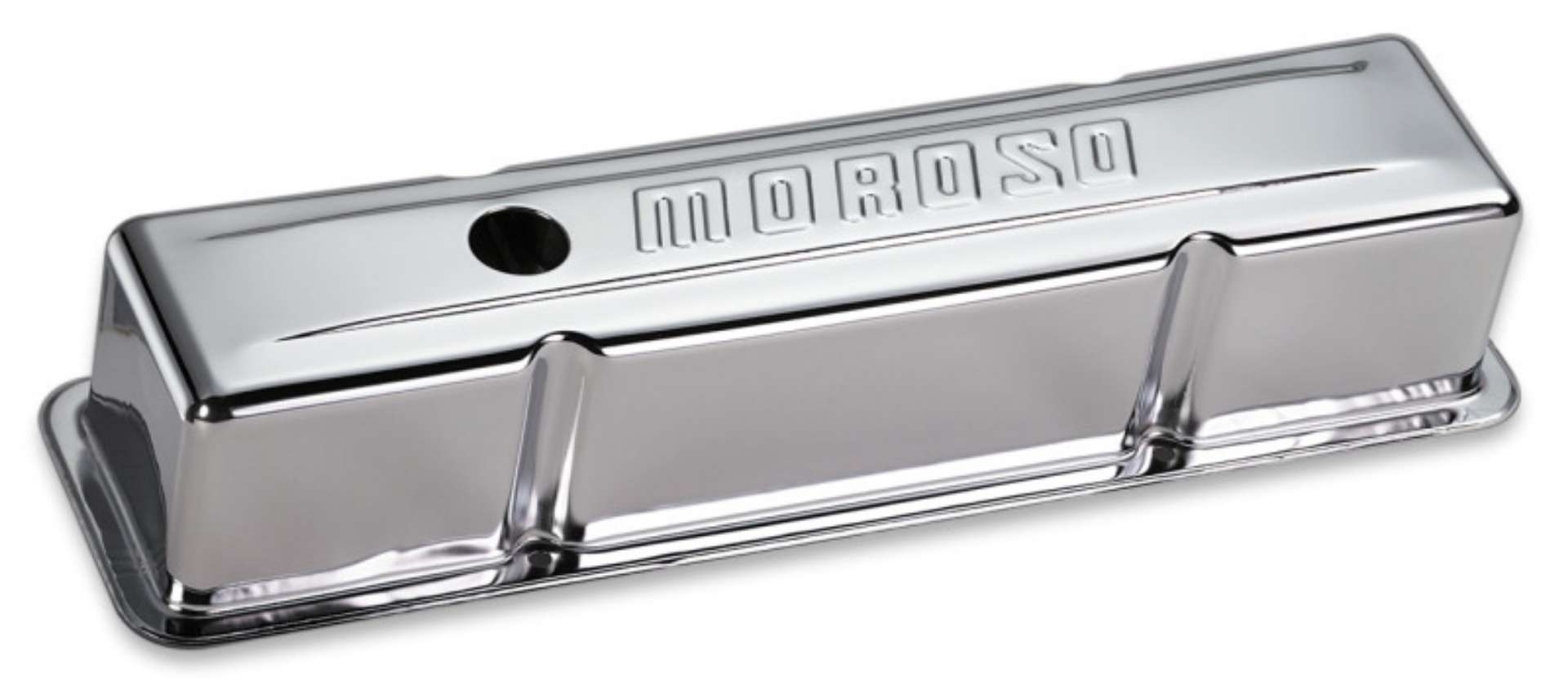 Picture of Moroso Chevrolet Small Block Valve Cover - w-Baffle - Stamped Steel Chrome Plated - Pair