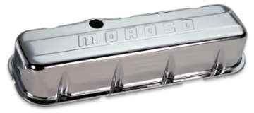 Picture of Moroso Chevrolet Big Block Valve Cover - w-Baffle - Stamped Steel Chrome Plated - Pair