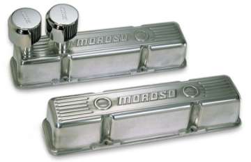 Picture of Moroso Chevrolet Small Block Valve Cover - 1 Cover w-2 Breathers at Front - Polished Aluminum - Pair