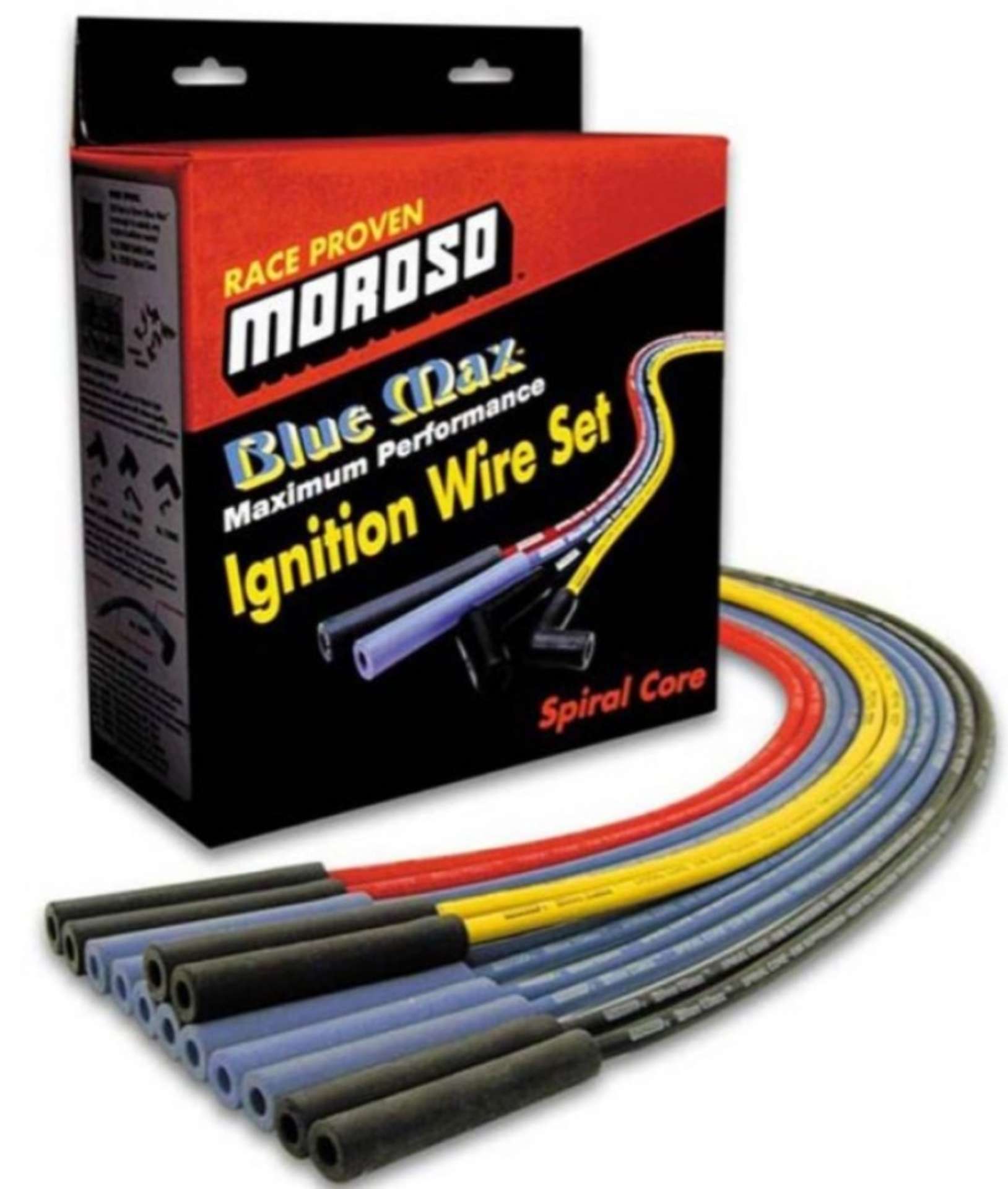 Picture of Moroso Chevrolet Small Block Ignition Wire Set - Blue Max - Spiral Core - Sleeved - Non-HEI - 90 Deg