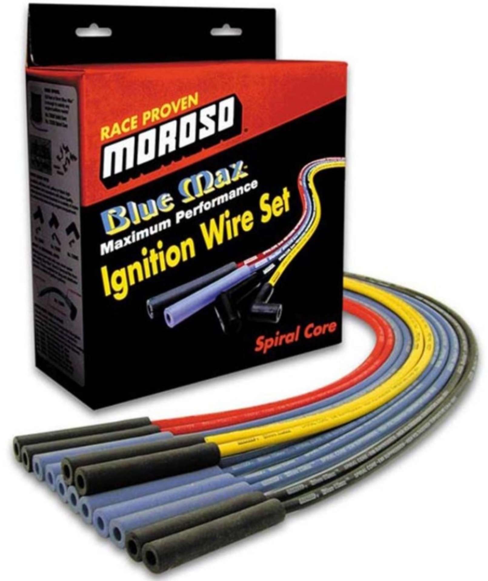 Picture of Moroso Universal Ignition Wire Set - Blue Max - Spiral Core - Unsleeved - 90 Degree - Yellow