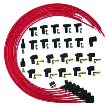 Picture of Moroso Universal Ignition Wire Set - Blue Max - Spiral Core - Unsleeved - 90 Degree - Red