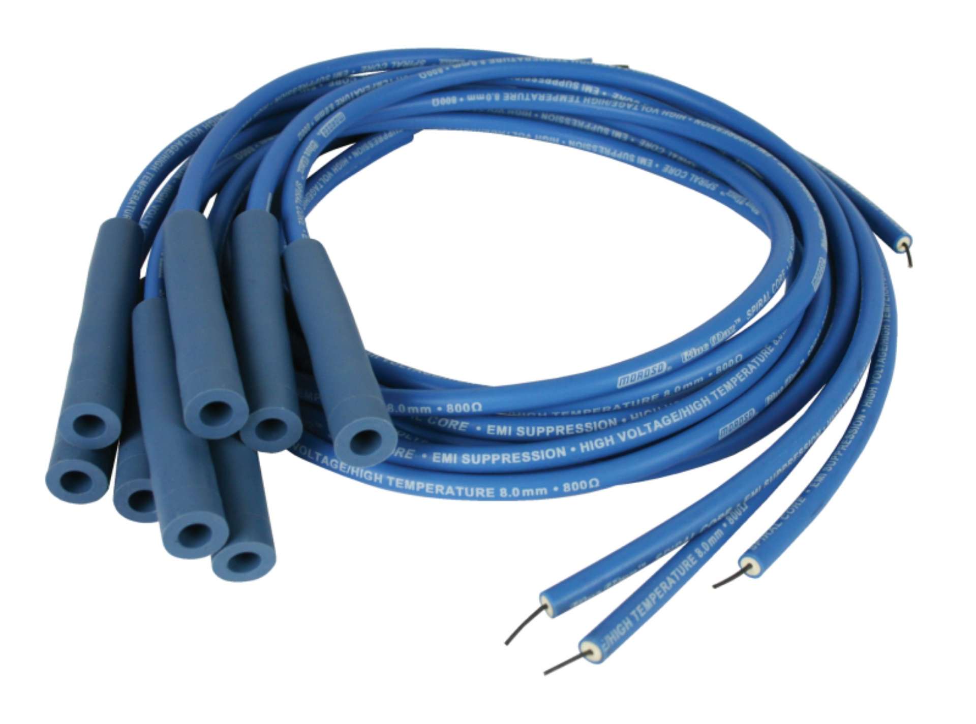 Picture of Moroso Universal Ignition Wire Set - Blue Max - Spiral Core - Unsleeved - Straight - Blue