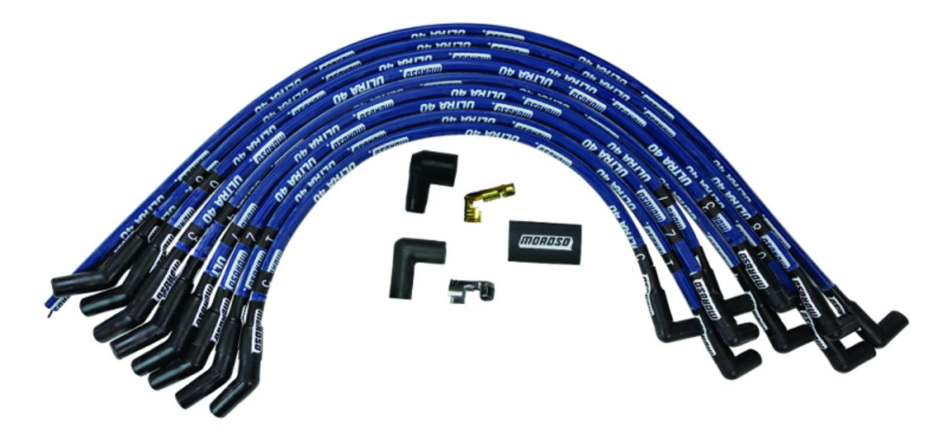 Picture of Moroso Ford 429-460 Ignition Wire Set - Ultra 40 - Sleeved - HEI - 135 Degree - Blue