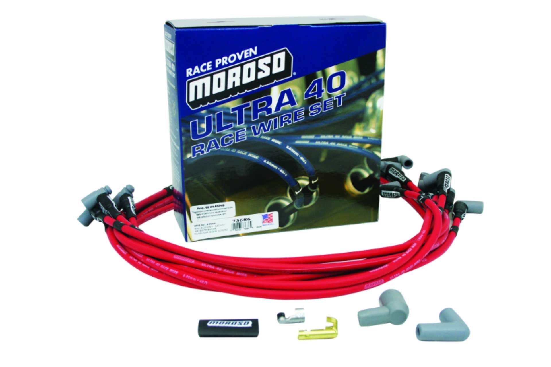 Picture of Moroso Chevrolet Small Block Ignition Wire Set - Ultra 40 - Unsleeved - HEI - Under Header - Red