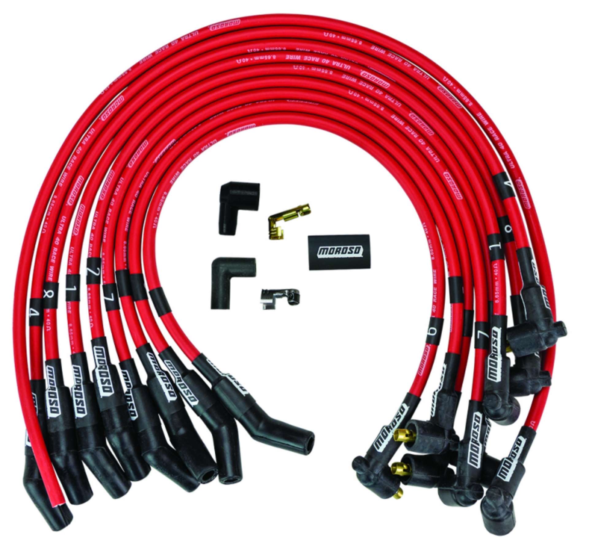 Picture of Moroso Ford 289-302 Ignition Wire Set - Ultra 40 - Unsleeved - Non-HEI - Under Header - Red