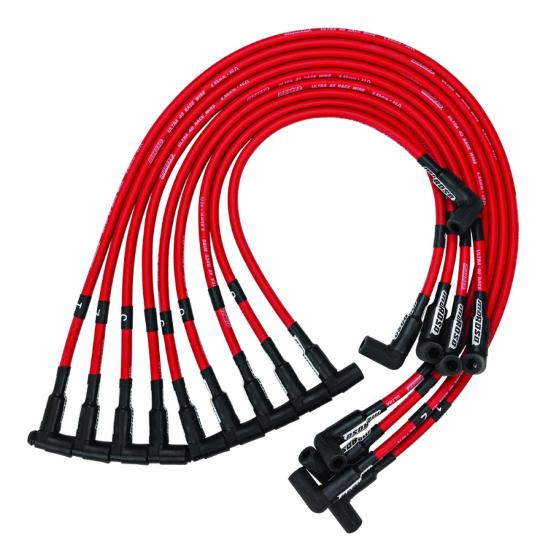 Picture of Moroso Chevrolet Small Block Sprint Car Ignition Wire Set - Ultra 40 - Unsleeved - HEI - Red