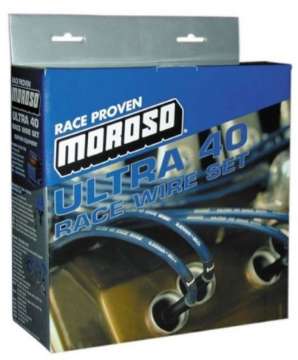 Picture of Moroso Chevrolet Small Block Ignition Wire Set - Ultra 40 - Unsleeved - Non-HEI - Under Header - Blk