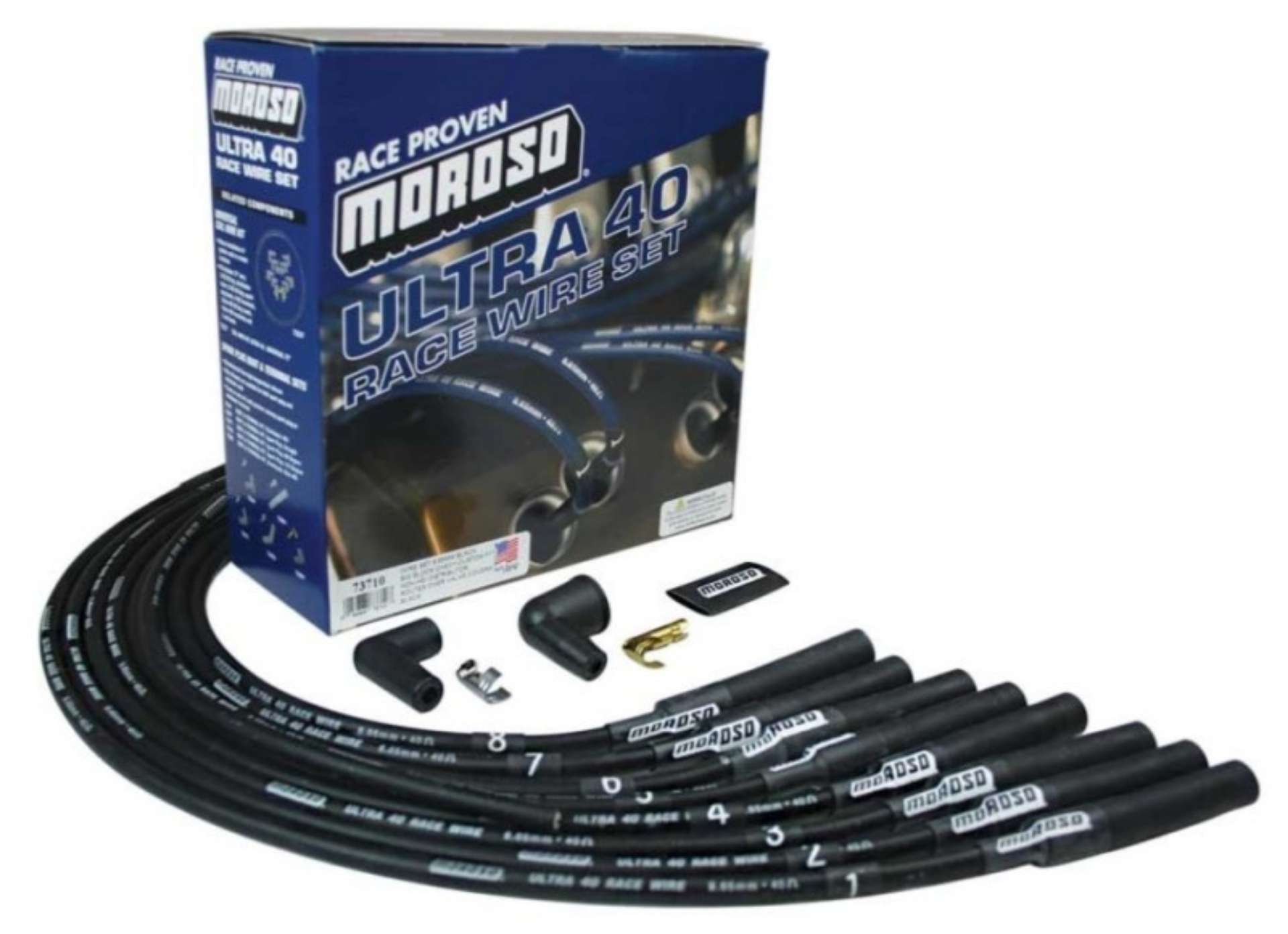 Picture of Moroso Chevrolet Big Block Ignition Wire Set - Ultra 40 - Unsleeved - Non-HEI - Over Valve - Black