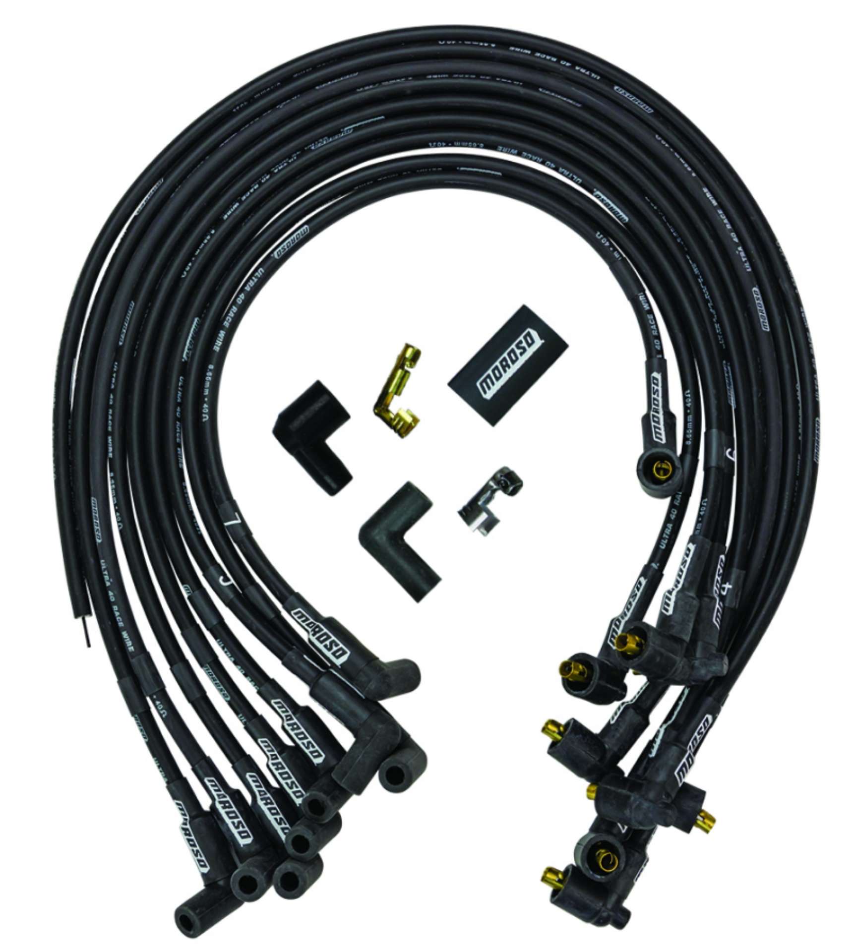 Picture of Moroso Chevrolet Big Block Ignition Wire Set - Ultra 40 - Unsleeved - Non-HEI - Under Header - Black