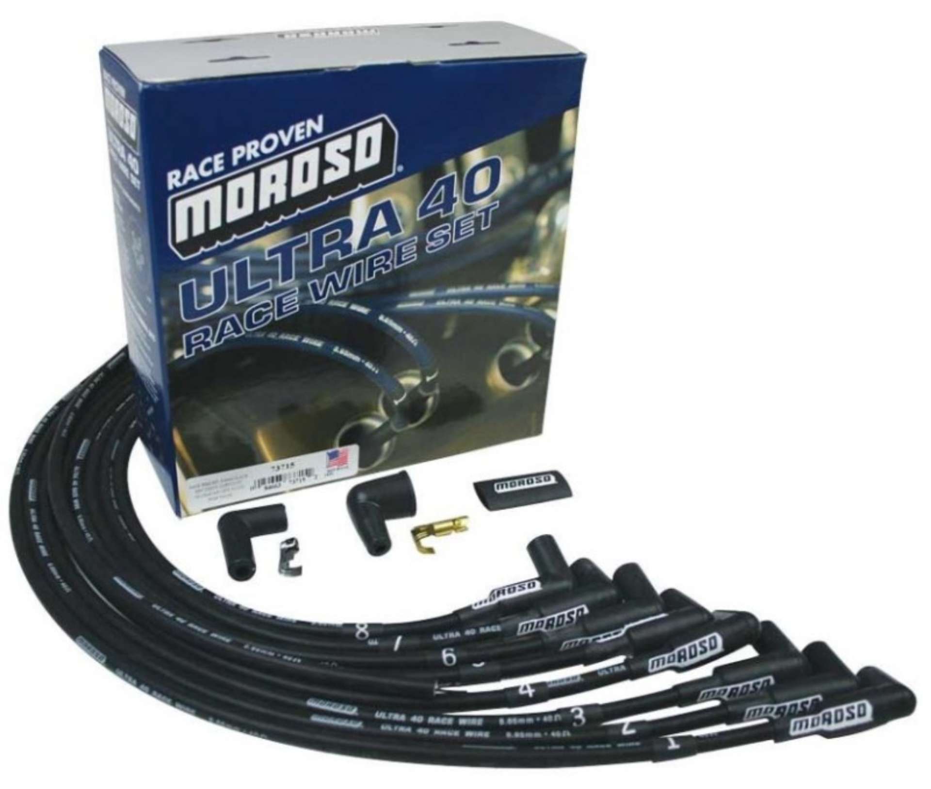 Picture of Moroso Chevrolet Big Block Ignition Wire Set - Ultra 40 - Unsleeved - HEI - Crab Cap - Black