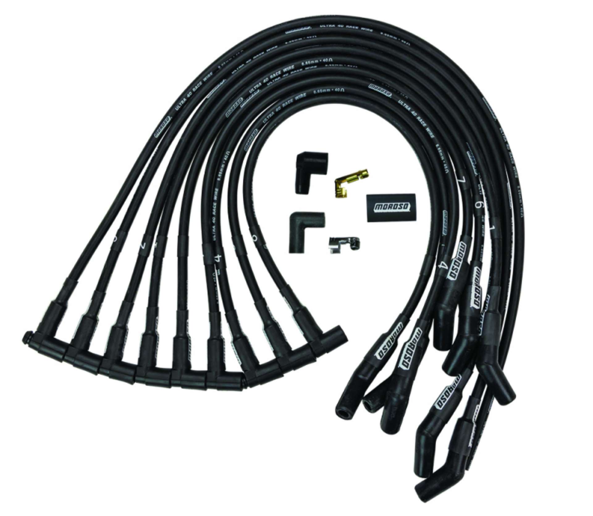 Picture of Moroso Chevrolet Small Block Ignition Wire Set - Ultra 40 - Unsleeved - HEI - 135 Degree - Black