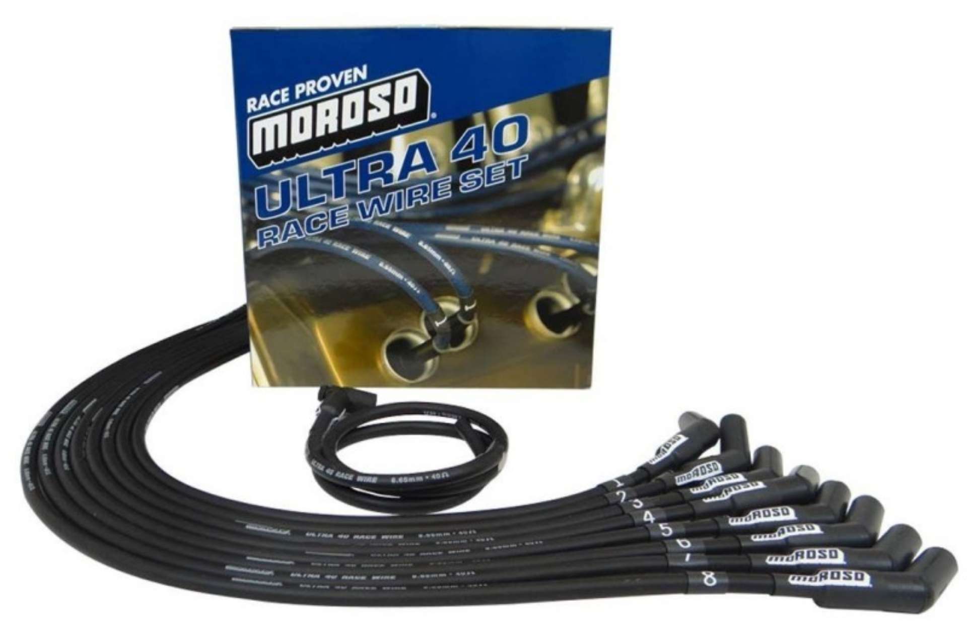 Picture of Moroso Chevrolet Small Block Ignition Wire Set - Ultra 40 - Unsleeved - HEI - 135 Degree - Black