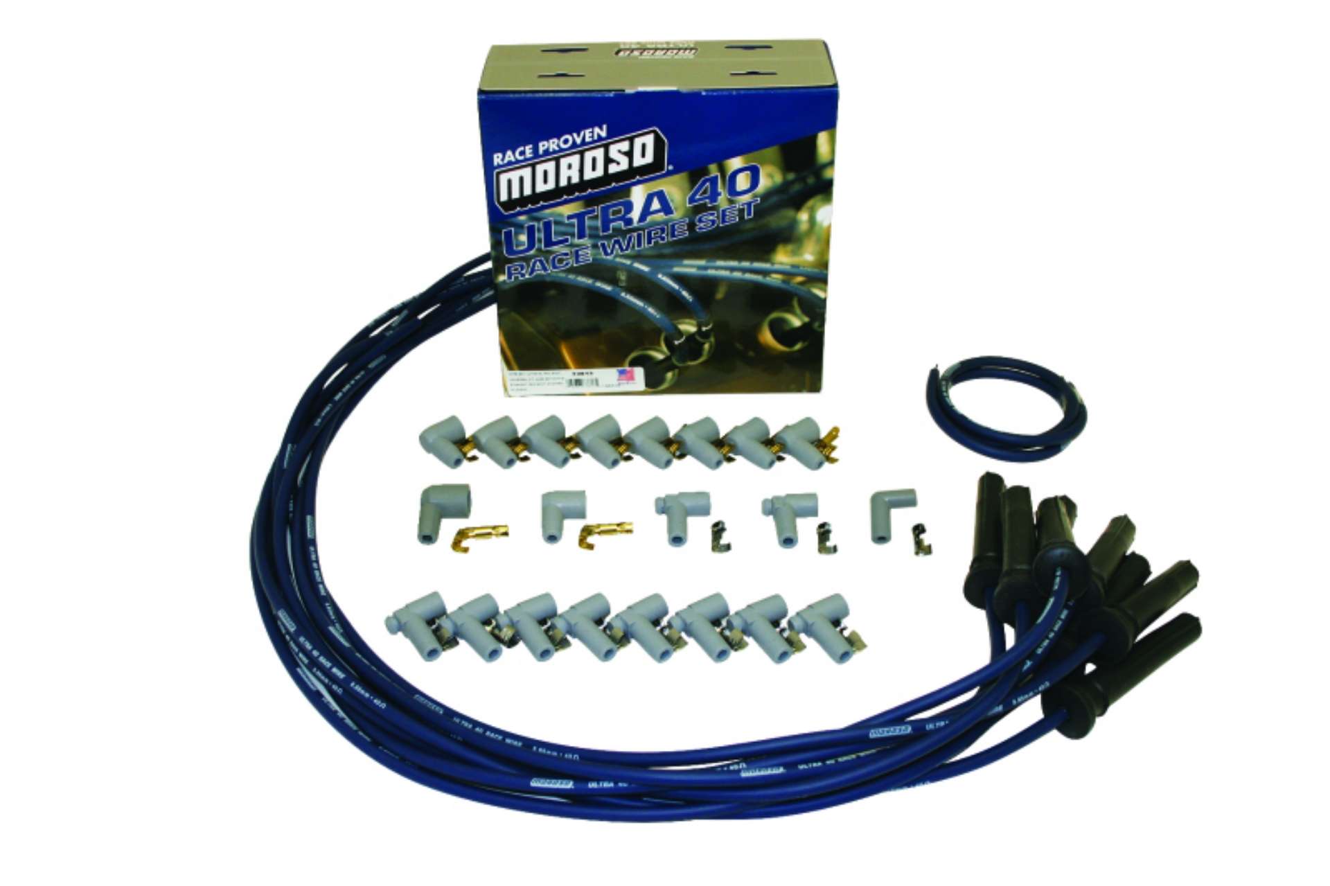 Picture of Moroso Universal Ignition Wire Set - Ultra 40 - Unsleeved - Straight - Pro-Boot - Blue