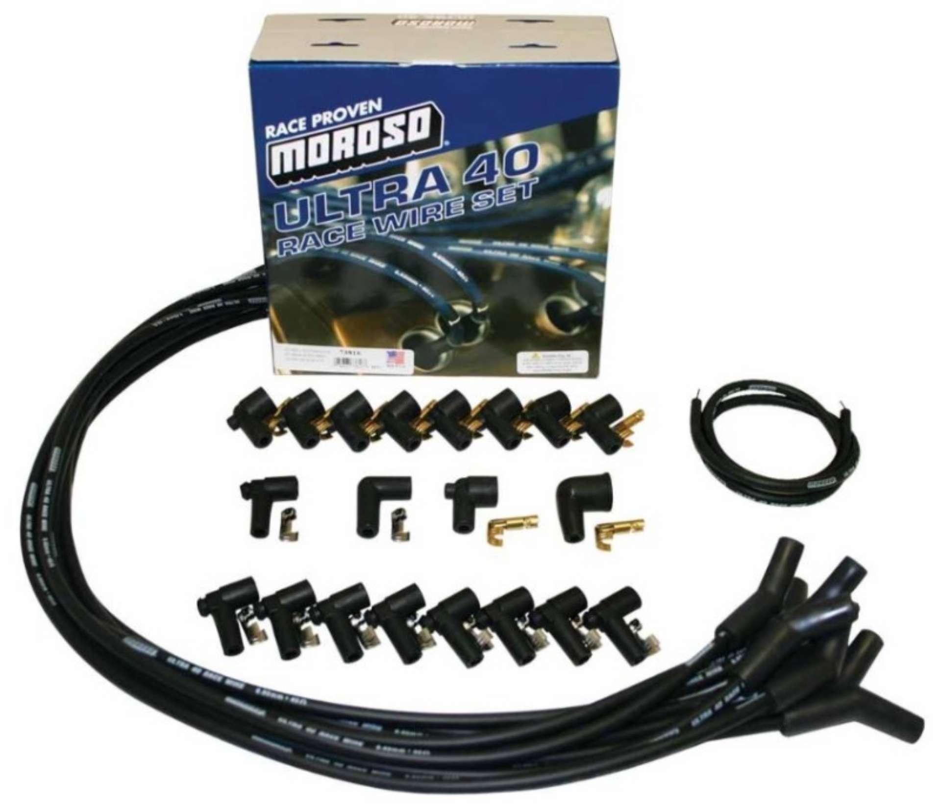 Picture of Moroso Universal Ignition Wire Set - Ultra 40 - Unsleeved - 135 Degree - Black