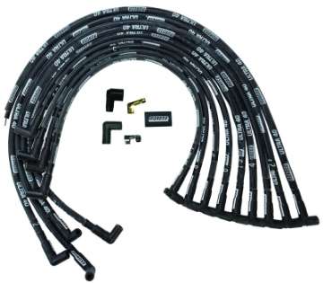 Picture of Moroso Chevrolet Small Block Ignition Wire Set - Ultra 40 - Sleeved - HEI - 90 Degree - Black