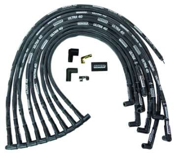 Picture of Moroso Chevrolet Big Block Ignition Wire Set - Ultra 40 - Sleeved - HEI - 90 Degree - Black