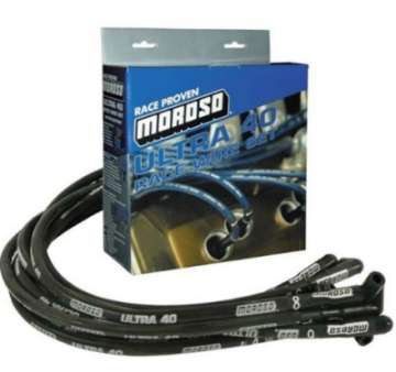 Picture of Moroso Chevrolet Small Block Ignition Wire Set - Ultra 40 - Sleeved - Non-HEI - 90 Degree - Black