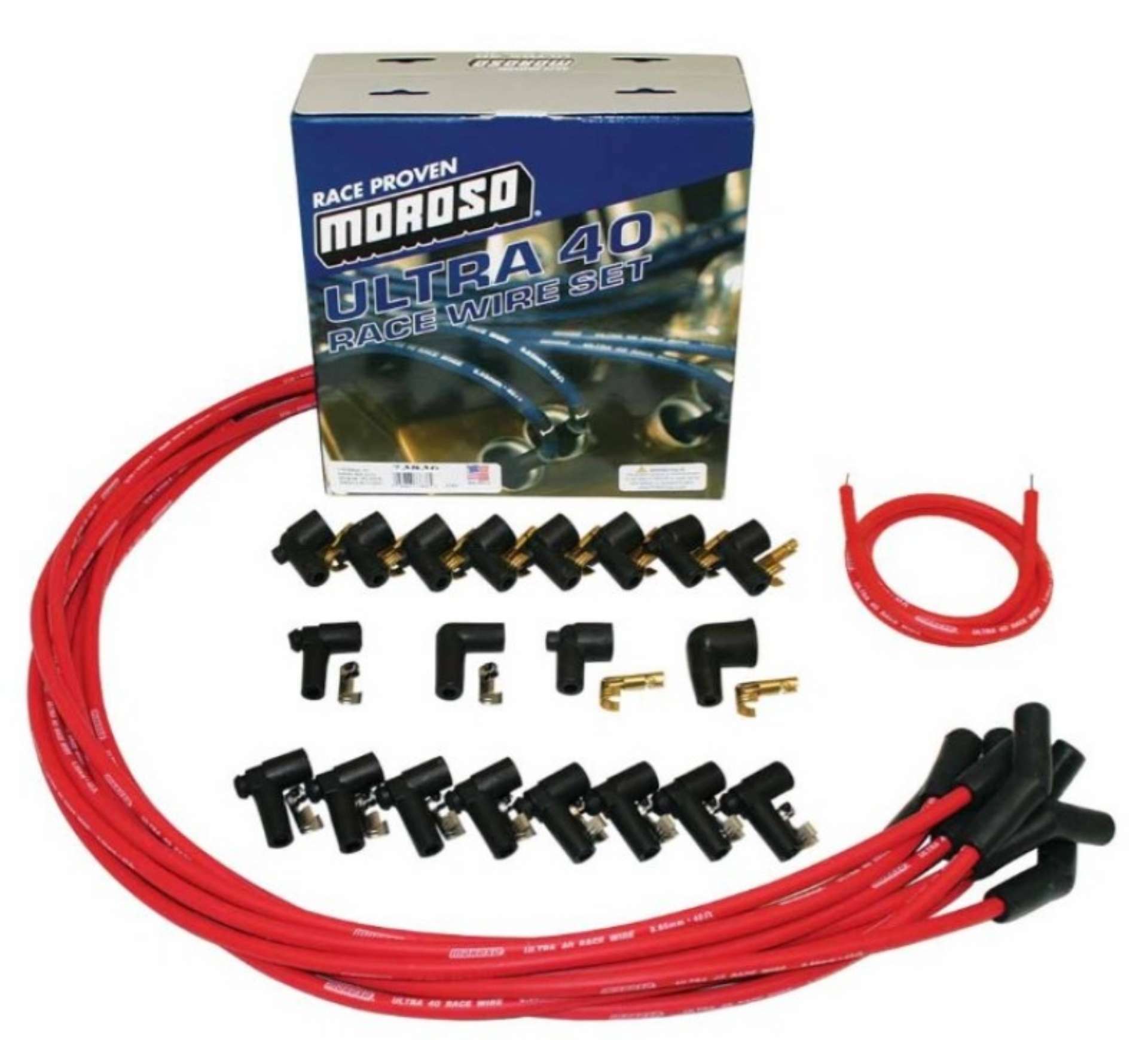 Picture of Moroso Universal Ignition Wire Set - Ultra 40 - Unsleeved - 135 Degree - Red