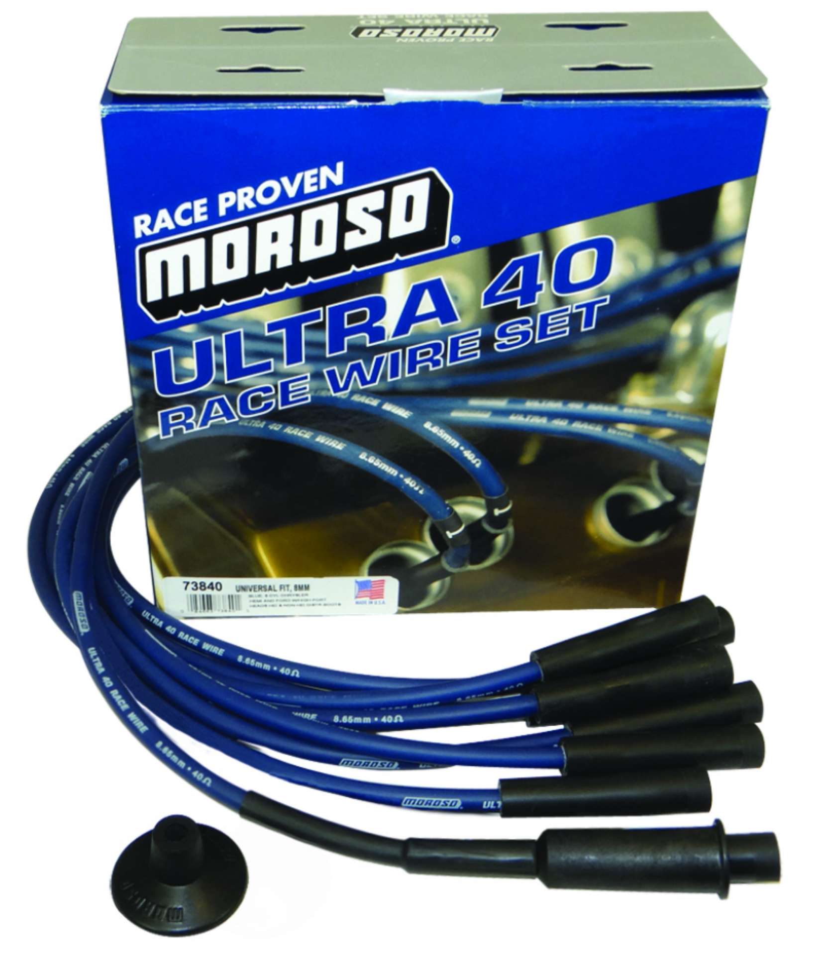 Picture of Moroso Universal-Mopar-Chrysler w-Hemi Heads Ignition Wire Set - Ultra 40 - Blue