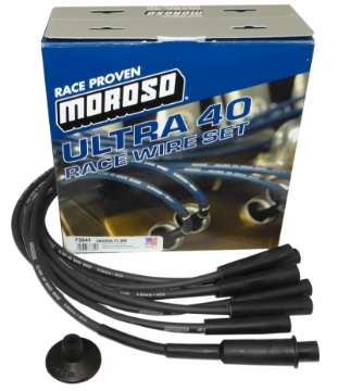 Picture of Moroso Universal-Mopar-Chrysler w-Hemi Heads Ignition Wire Set - Ultra 40 - Black