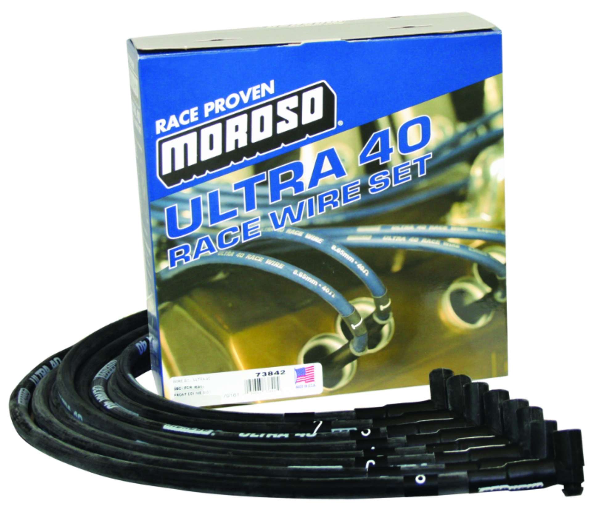 Picture of Moroso Chevrolet Small Block w-Jesel Ignition Wire Set - Ultra 40 - Sleeved - 90 Degree - Black