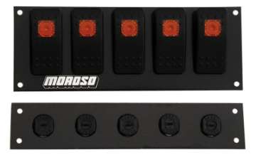 Picture of Moroso Rocker Switch Panel - Flat Surface Mount - LED - 2-488in x 6-695in - Five On-Off Switches