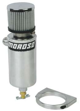 Picture of Moroso Breather Tank-Catch Can -12An Male Fitting - Billet Mounting Bracket - Aluminum