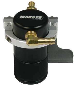 Picture of Moroso 10-15 Chevrolet Camaro SS w-Edlebrock S-C- Air-Oil Separator Catch Can - Billet Alum -Black