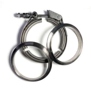 Picture of Ticon Industries 2-5in Titanium V-Band Clamp Assembly 1 Female Flange-1 Male Flange-1 Clamp