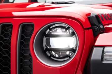 Picture of Rugged Ridge 18-20 Jeep Wrangler JL - 2020 Jeep Gladiator JT Black Elite Headlight Guards Black