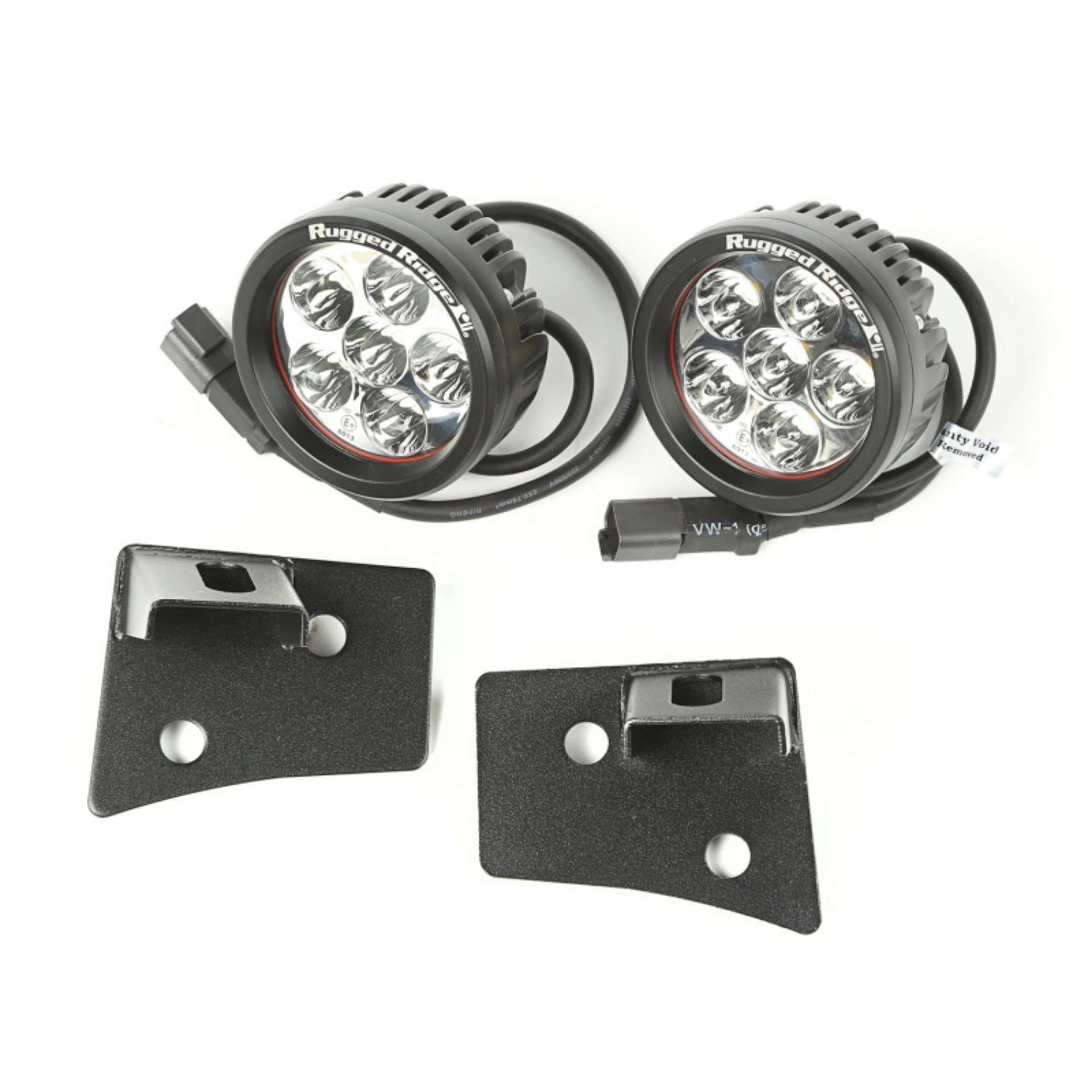 Picture of Rugged Ridge 07-18 Jeep Wrangler JK Textured Black Round Windshield LED Kit w- Brackets