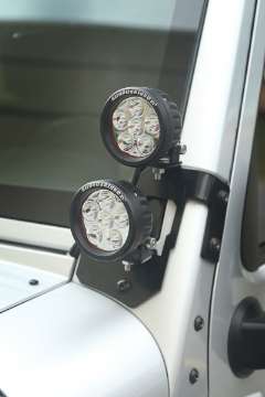 Picture of Rugged Ridge 07-18 Jeep Wrangler JK Semi-Gloss Black Round A-Pillar LED Light Mount Kit