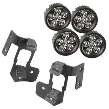 Picture of Rugged Ridge 07-18 Jeep Wrangler JK Textured Black Round A-Pillar LED Light Mount Kit