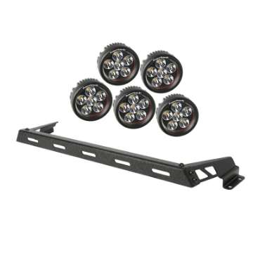 Picture of Rugged Ridge 07-18 Jeep Wrangler JK Black 5 Round LED Hood Mounted Light Bar Kit