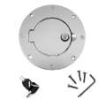 Picture of Rugged Ridge Gas Cap Door Locking Brushed Aluminum 97-06 Jeep Wrangler TJ