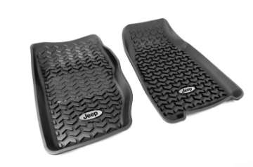 Picture of Rugged Ridge Floor Liner Front Black 1984-2001 Jeep Logo Cherokee XJ