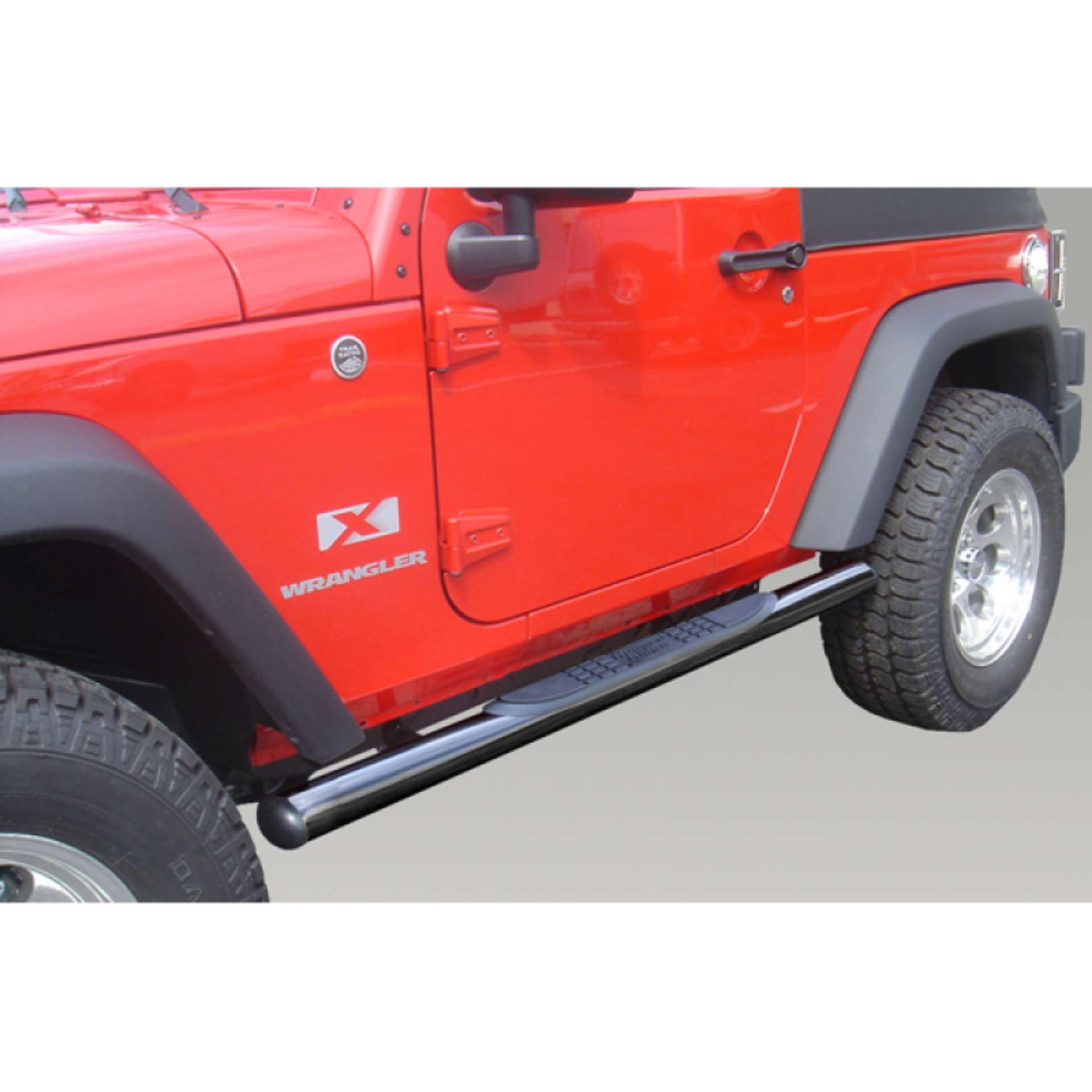 Picture of Rugged Ridge 3-In Round Side Steps Black 07-18 2-Door Jeep Wrangler