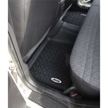 Picture of Rugged Ridge Floor Liner Rear Black 1984-2001 Jeep Logo Cherokee XJ